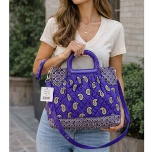 Vera Bradley Charleston Tote Simply Violet Quilted Paisley Shoulder Bag w/ Tag